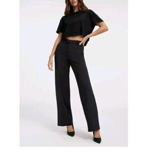 Good American Scuba Wide-leg Trousers Pants Size 2/26 Black Women's